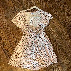 Urban Outfitters red and green floral romper, size small